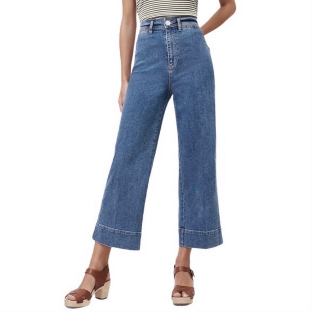 LOFT Blue High-Rise Cropped Wide-Leg Jeans